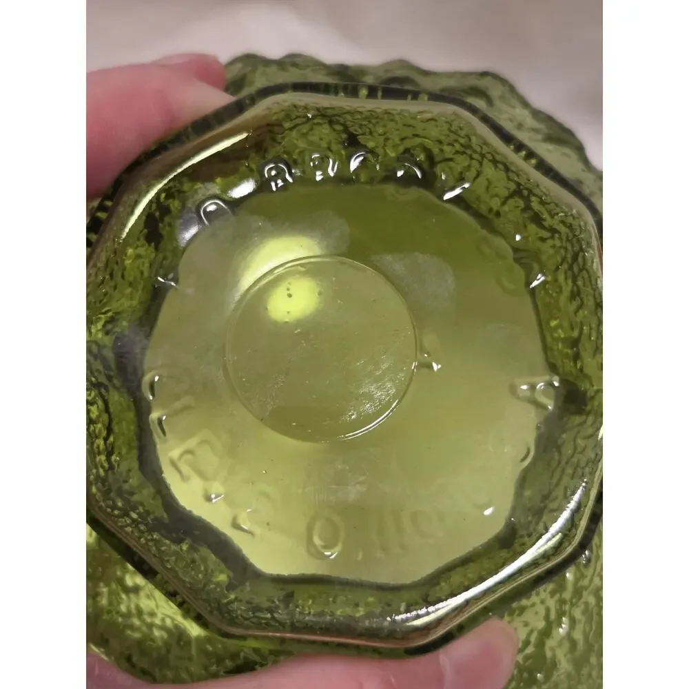Vintage E.O. Brody Co Green Crinkle Glass Vase Planter Cleveland OH USA